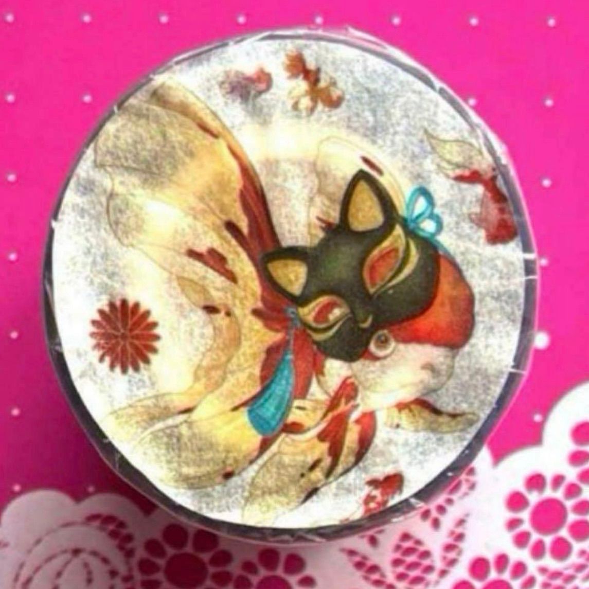 上質で快適。 镭射金 7.5cm×10m 金鱼姬 海外マ スキングテープ 海外マステ 和柄 金魚