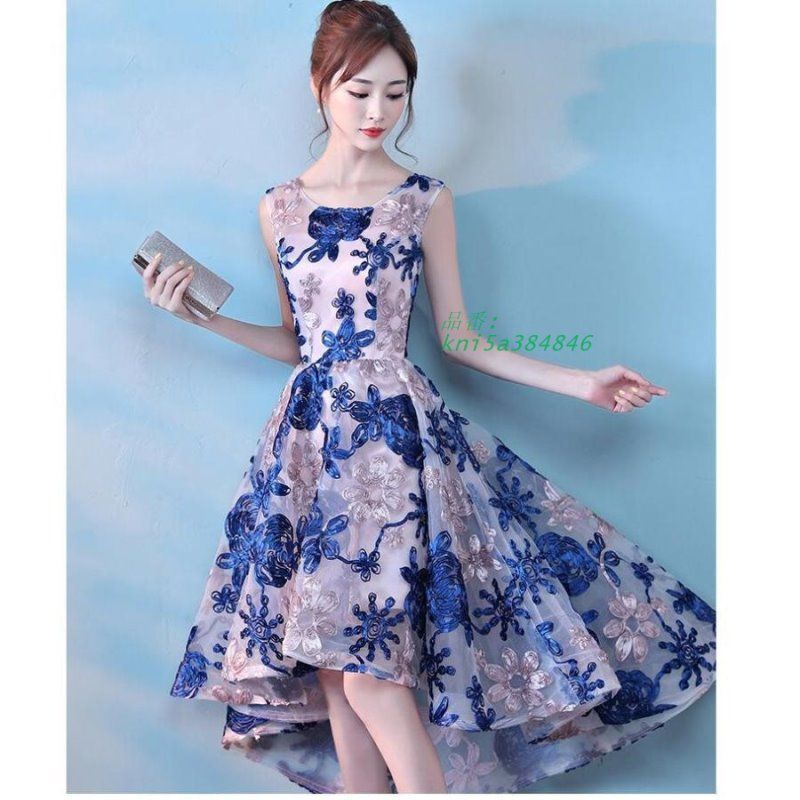 パーティードレス ミモレドレス 結婚式 ドレス ワンピース 袖なし お呼ばれ 不規則 大きいサイズ ウエディングドレス フォーマルドレス 二次会 ドレス kni5a384846