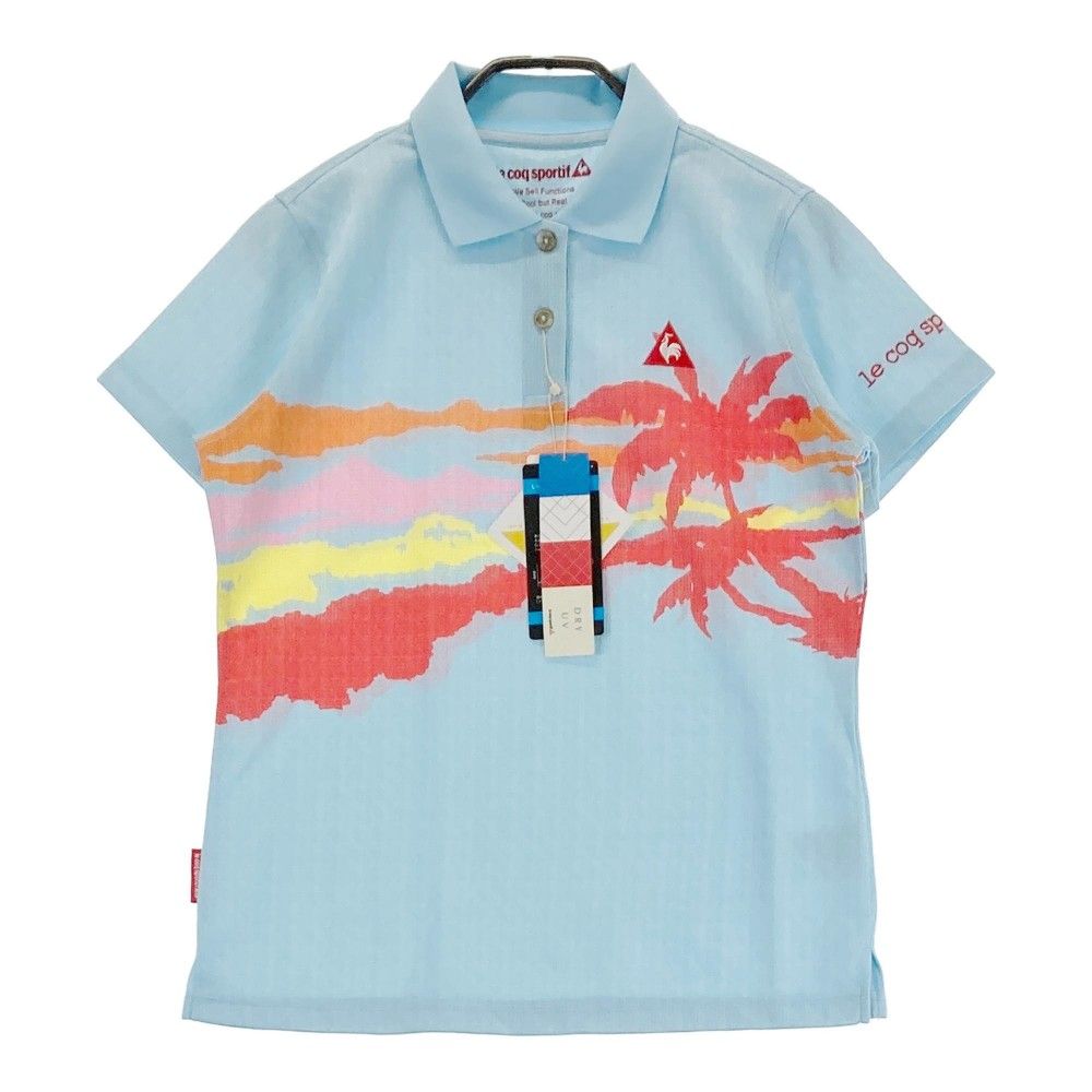 サイズ：L LE COQ GOLF ルコックゴルフ  半袖ポロシャツ 総柄 ブルー系 [240101363269]# ゴルフウェア レディース ストスト