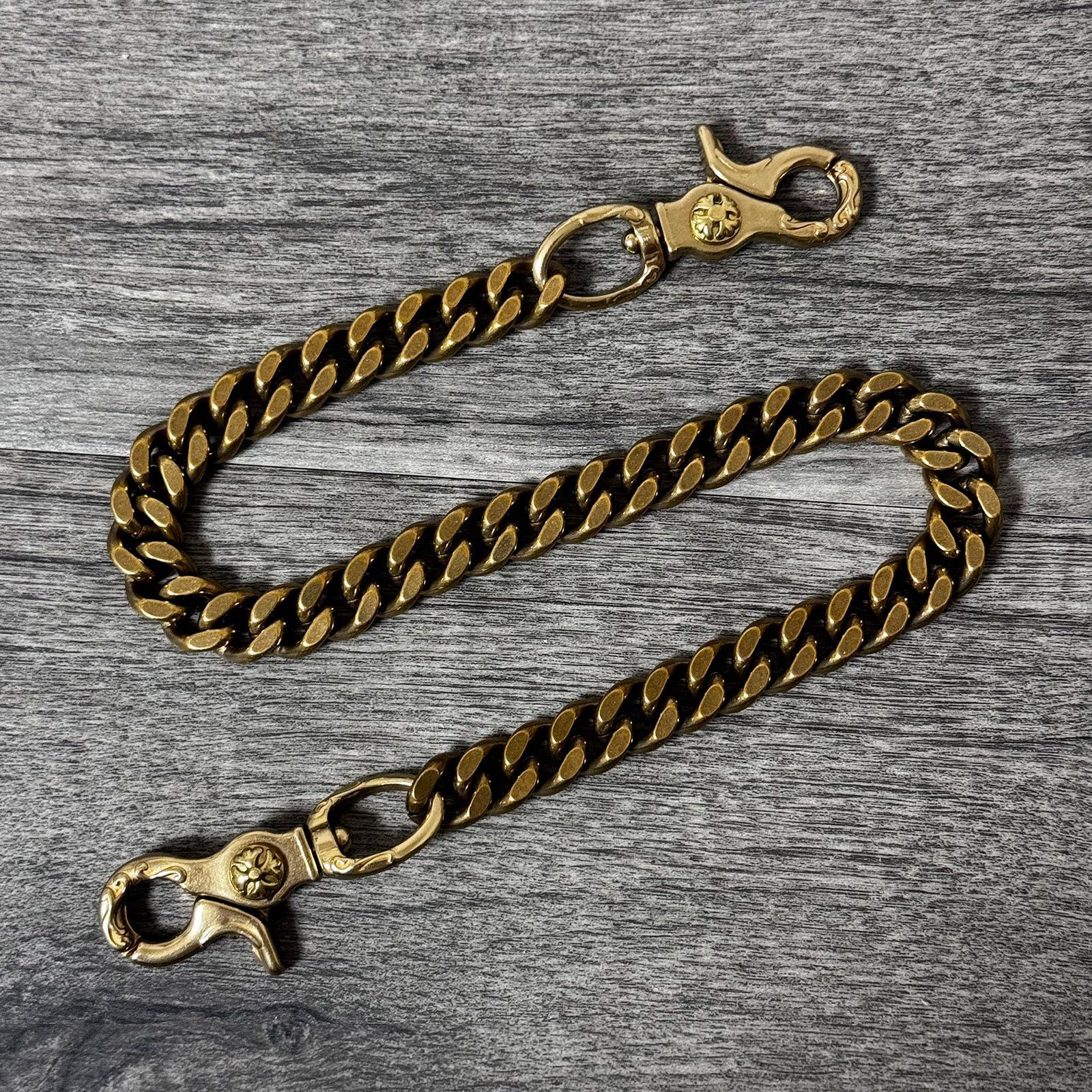 ウォレットチェーン 2クリップ 真鍮 ミドルタイプ 幅12mm／全長48cm 喜平チェーン レバーナスカン - メルカリ