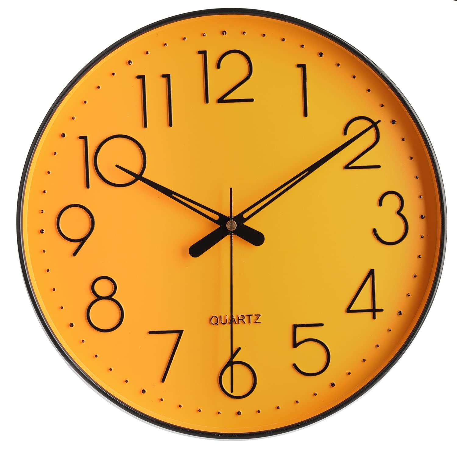 Topkey 壁掛け時計 12インチ 静音 カチカチカチ音なし アラビア数字