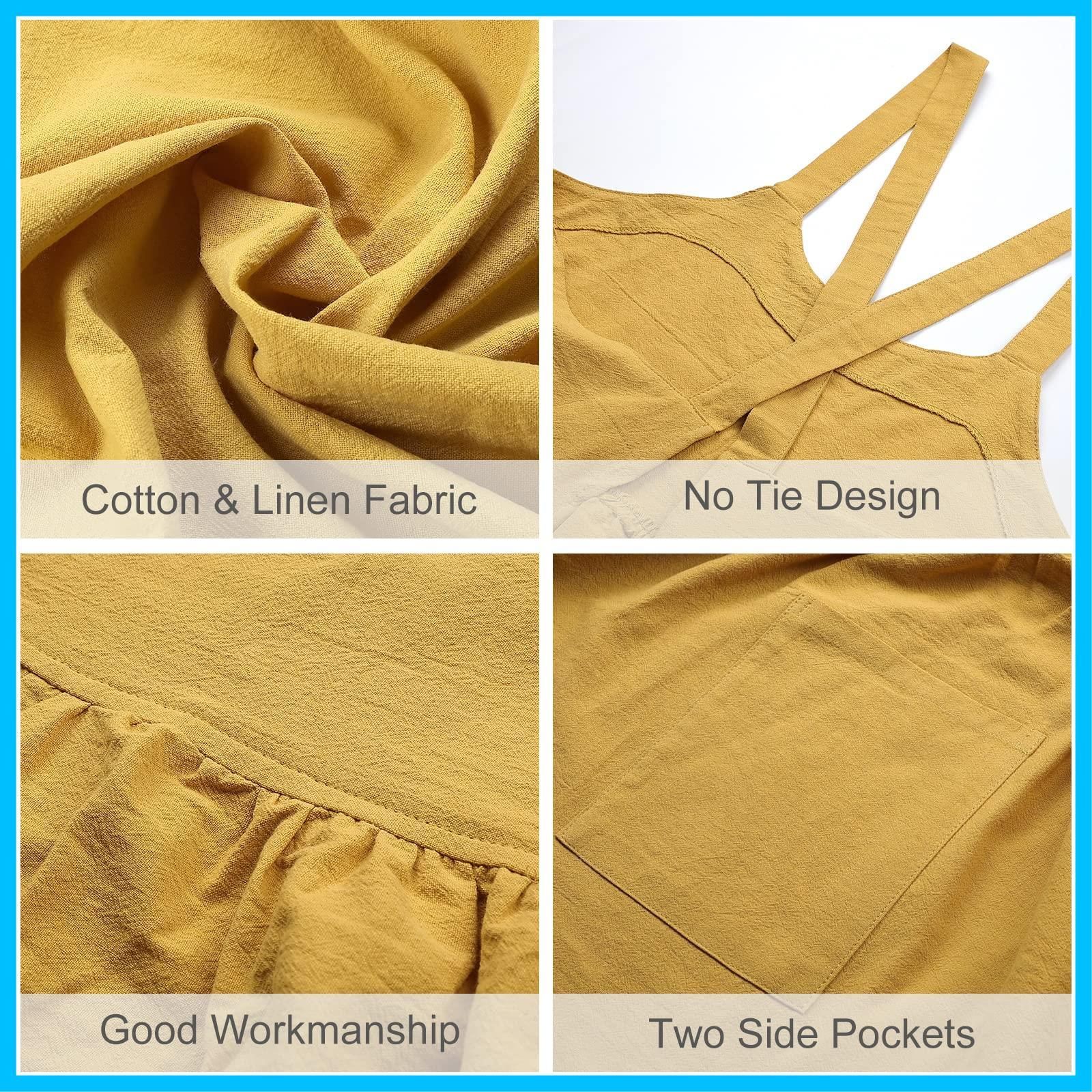 サスペンダー タンク レディース ドレス エプロン ポケット付き リネン ベーキング コットン クッキング Surblue ガーデニング用