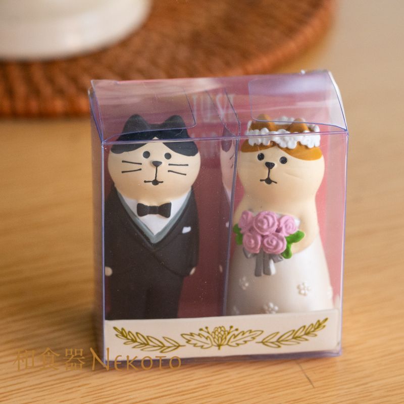 猫の結婚式フィギュアセット　コンコンブル Amazon.co.jp: kekkonshiki-set「幸せ結婚式7点セット」Happy