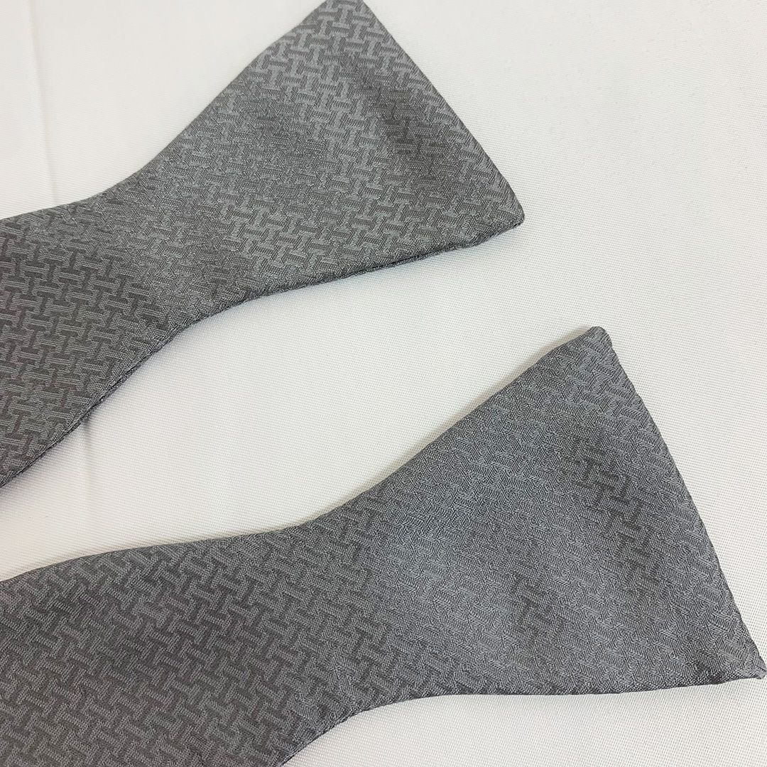 新品未使用】☆HERMES エルメス シルクボウタイ グレー☆蝶ネクタイ  