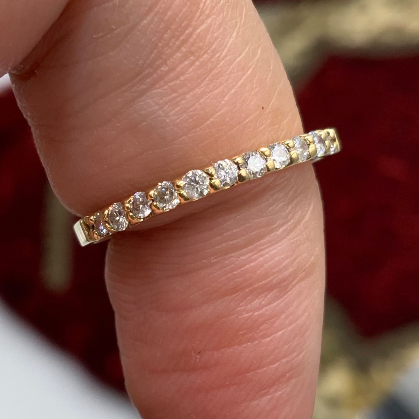 agete ハーフリング k10 約11号 K18ハーフエタニティリング｜リング