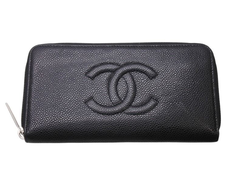 CHANEL シャネル ココマーク ラウンドファスナー 長財布 財布 A50071 18番台 キャビアスキン ブラック 4b002416
