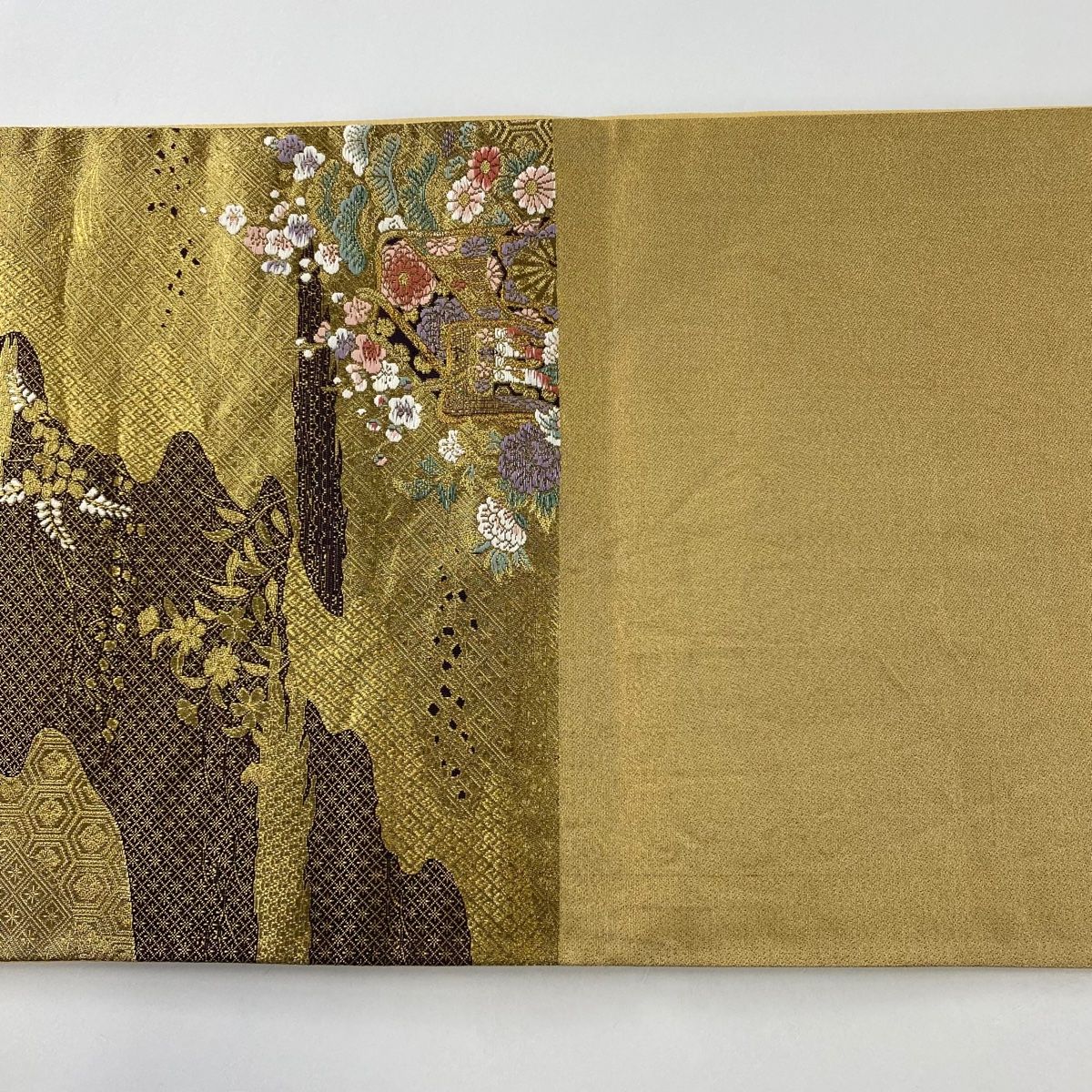袋帯 秀品 御所車 草花 箔 金色 六通 正絹 【中古】 - メルカリ