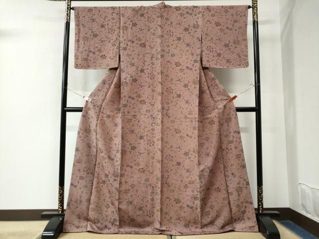 平和屋着物▽上質な小紋 単衣 流水文 正絹 逸品 AAAZ2353jh 平和屋