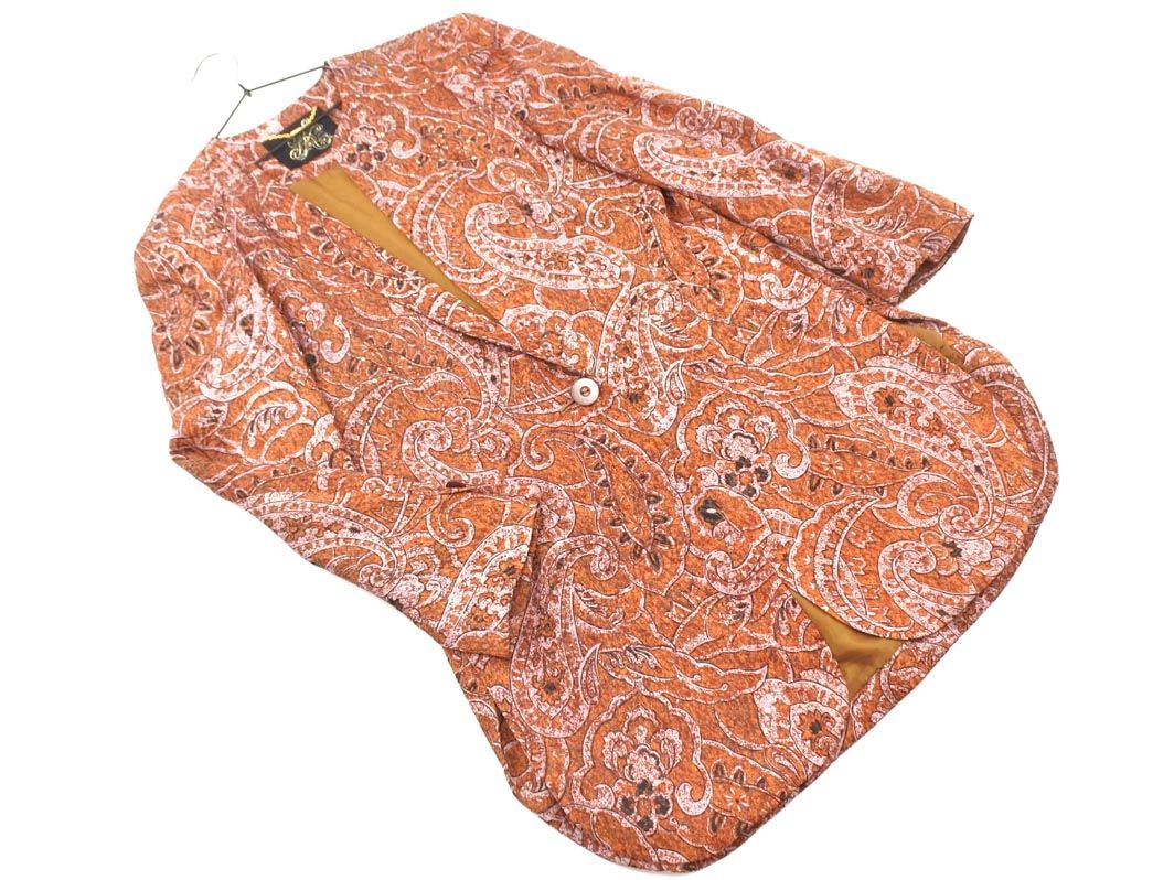伊太利屋 ラインストーン 総柄 ノーカラー ジャケット size9A2