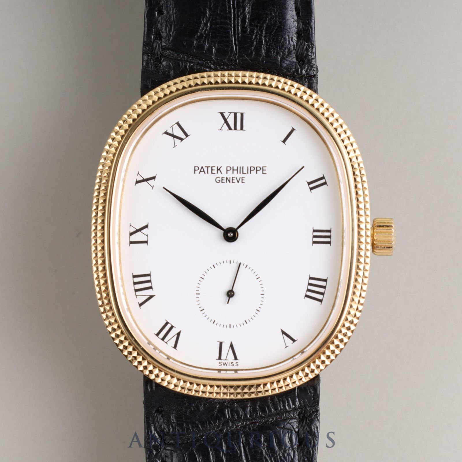 PATEK・PHILIPPE パテック・フィリップ GOLDEN ELLIPSE ゴールデンエリプス 3989 手巻き Cal.215 YG 革 純正尾錠（750）ホワイト文字盤  保証書（1989年）