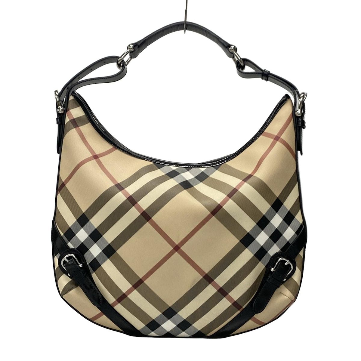 BURBERRY PRORSUM バーバリープローサム ショルダーバッグ - ベージュ×黒×マルチ チェック柄|ホーボー|BARTON バートン レザー