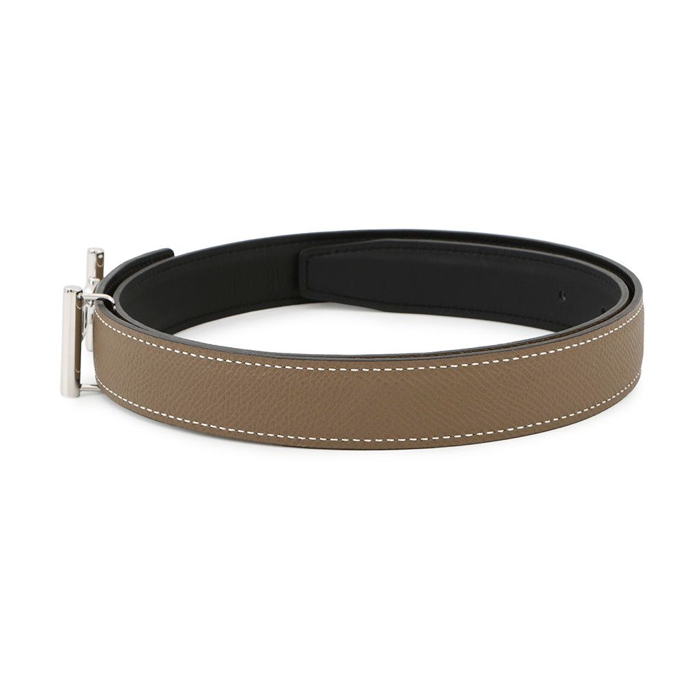 エルメス ベルト ベルトバックル ラグーヌ シェーヌダンクル リバーシブル エトゥープ ブラック シルバー金具 W刻印 サイズ75 黒