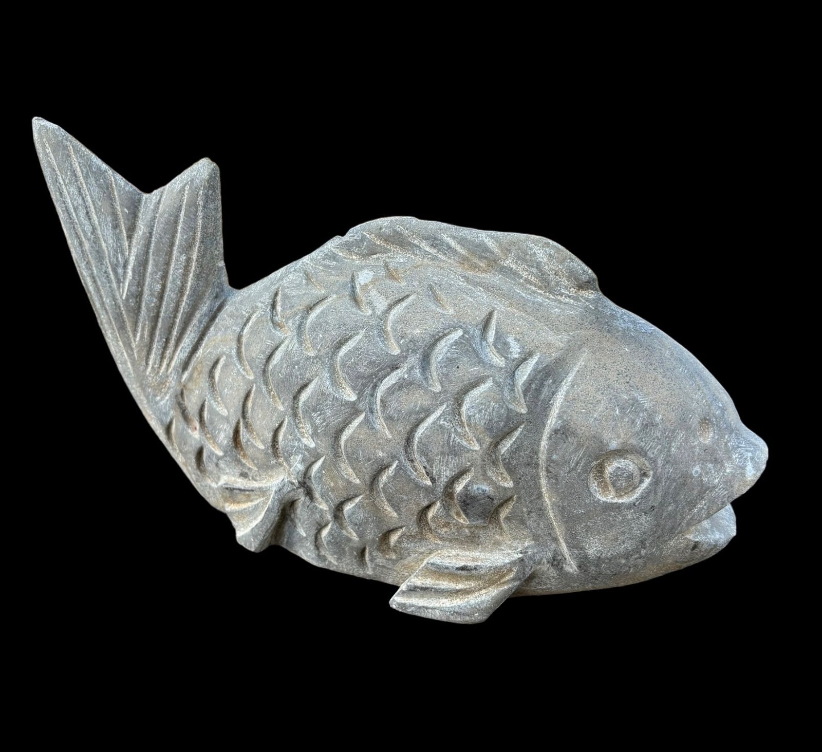 鯉 [小] ガーデンオブジェ 石材彫刻工芸 石置物 彫刻物 石魚 魚