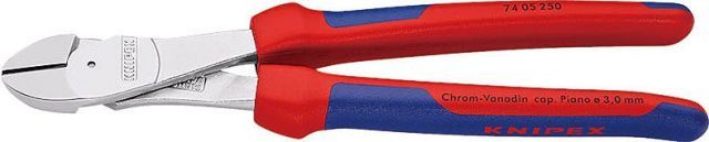 クニペックス KNIPEX クロームメッキ強力型斜ニッパー250mmコンフォートハンドル7405-250