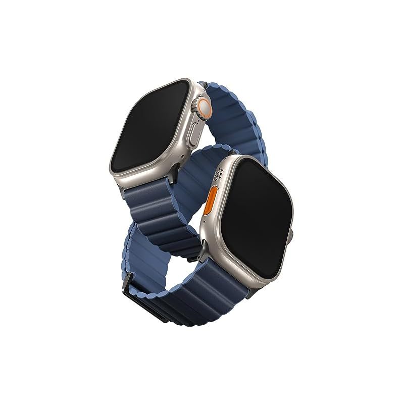 UNIQ Apple Watch バンド 49mm 46mm 45mm 44mm Series 10|9|8|7|6|SE|5|4|Ultra 2|Ultra対応 マグネットシリコンバンド リバーシブル アップルウォッチ ベルト REVIX ネ 1