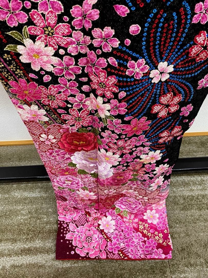 振袖 豪華 金通し 刺繍 相良刺繍 金彩 紋意匠 身丈170cm 撥水加工済 