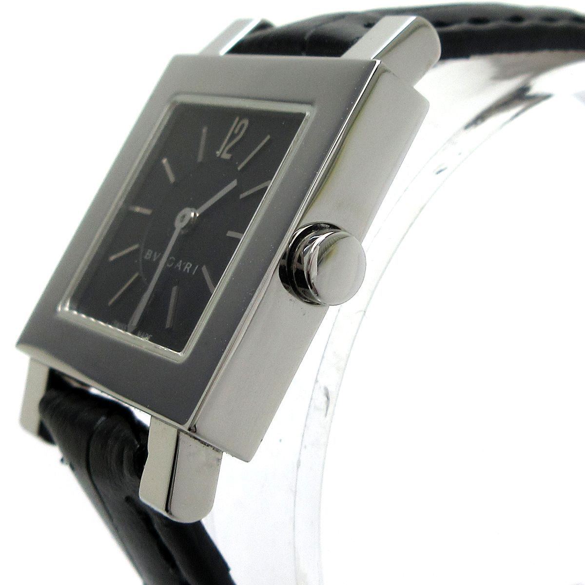 BVLGARI　レディース スクエア型 黒レザー時計 BVLGARI レディース スクエア型 黒レザー時計 ブルガリ（BVLGARI