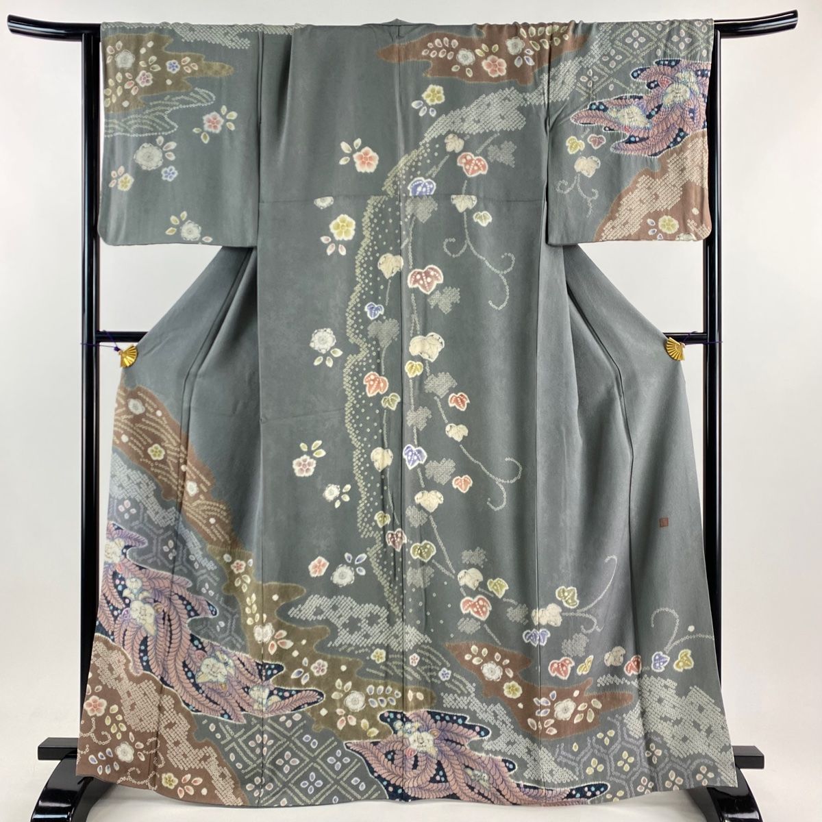 訪問着 辻が花模様 共八掛 身丈165裄67 美品 訪問着 辻が花