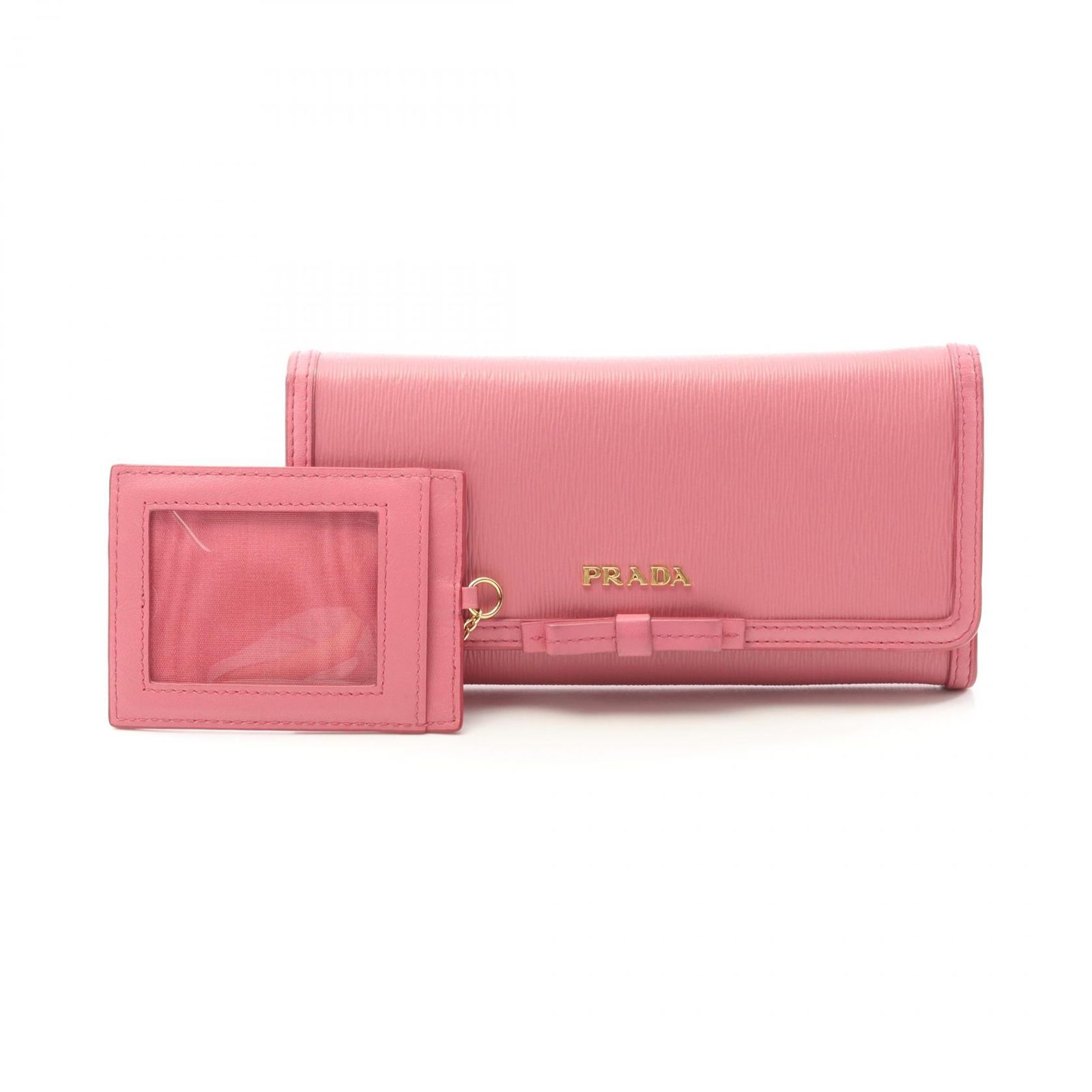 プラダ PRADA 二つ折り長財布 VITTELLO MOVE TR 1MH132 ピンク