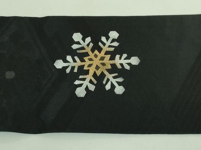 平和屋着物□極上 九寸名古屋帯 サンタクロース クリスマス 天使 黒地  