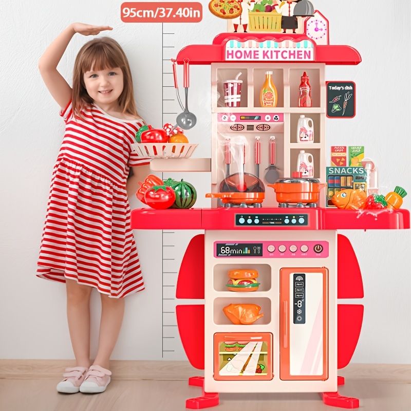 新着商品 豪華キッチンおもちゃセット86点 光音付き 安全な食料用プラスチック 男の子女の子向けzjW