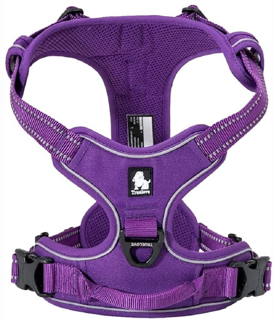 cocomall 犬用ハーネス 犬用胴輪 ドッグ ペット用品 ハーネス 3M反射材料 訓練 ナイロン製 小型犬、中型犬、大型犬に向け 通気性 調節可能 (M 紫色)