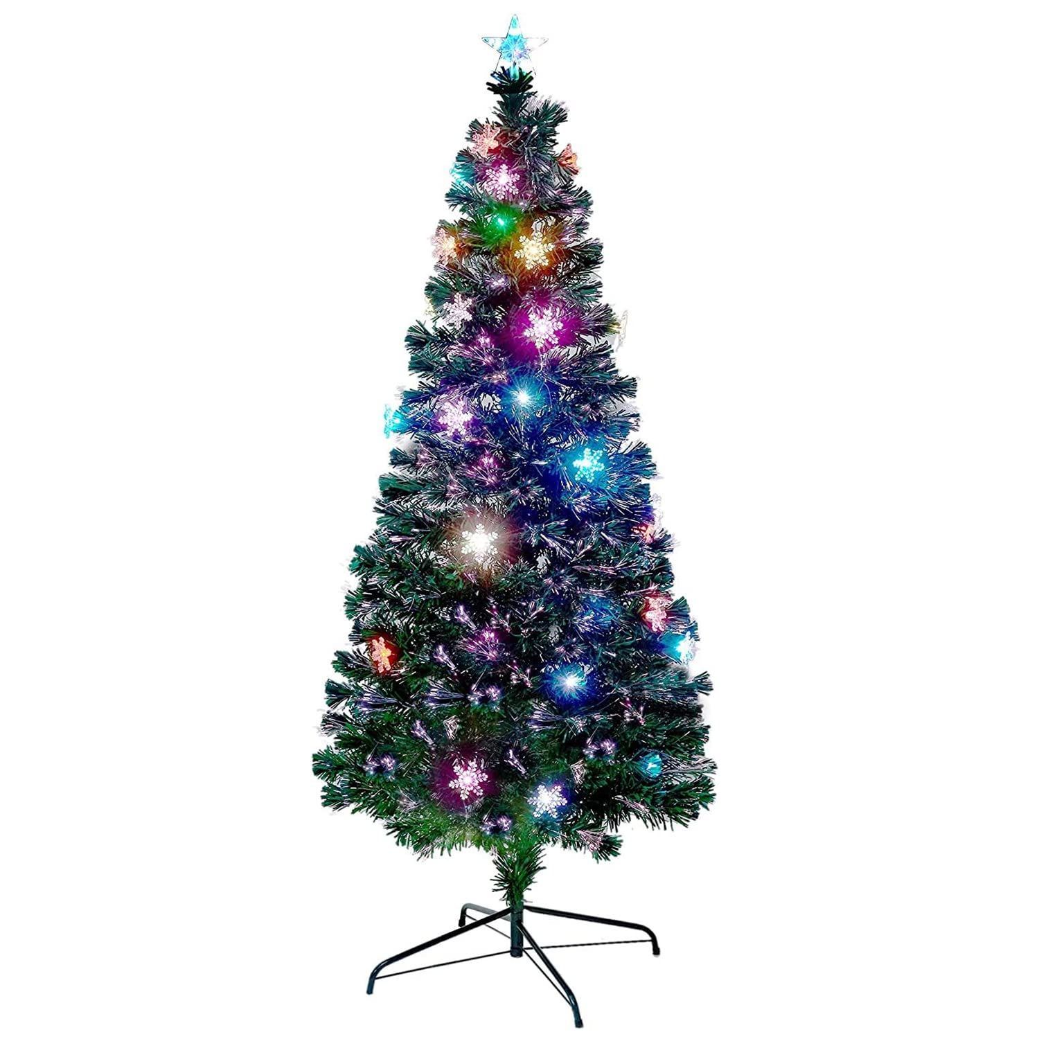 【在庫セール】組立簡単トップスター 雪の結晶ライト付き 高濃密度 ツリー イルミネーション tree Christmas 光ファイバー (高さ：150cm) LED 高輝度 ファイバーツリー 150cm クリスマスツリー