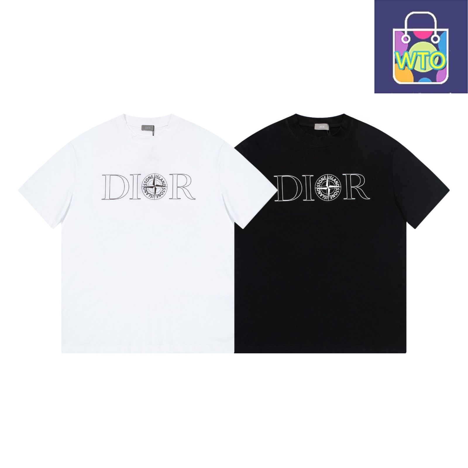 【ネックラインが個性的♪限定コラボアイテム】DIOR Tシャツ 本日限定特価】DiOR × STONE ISLAND コラボ クルーネックTシャツ