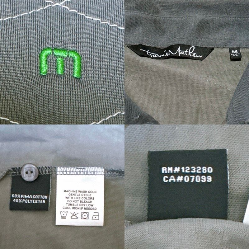 Travis Mathew トラヴィスマシュー 長袖 ワンポイント ポロシャツ メンズ Mサイズ ゴルフウェア グレー ペルー製 Travis Mathew トラヴィスマシュー 長袖 ワンポイント