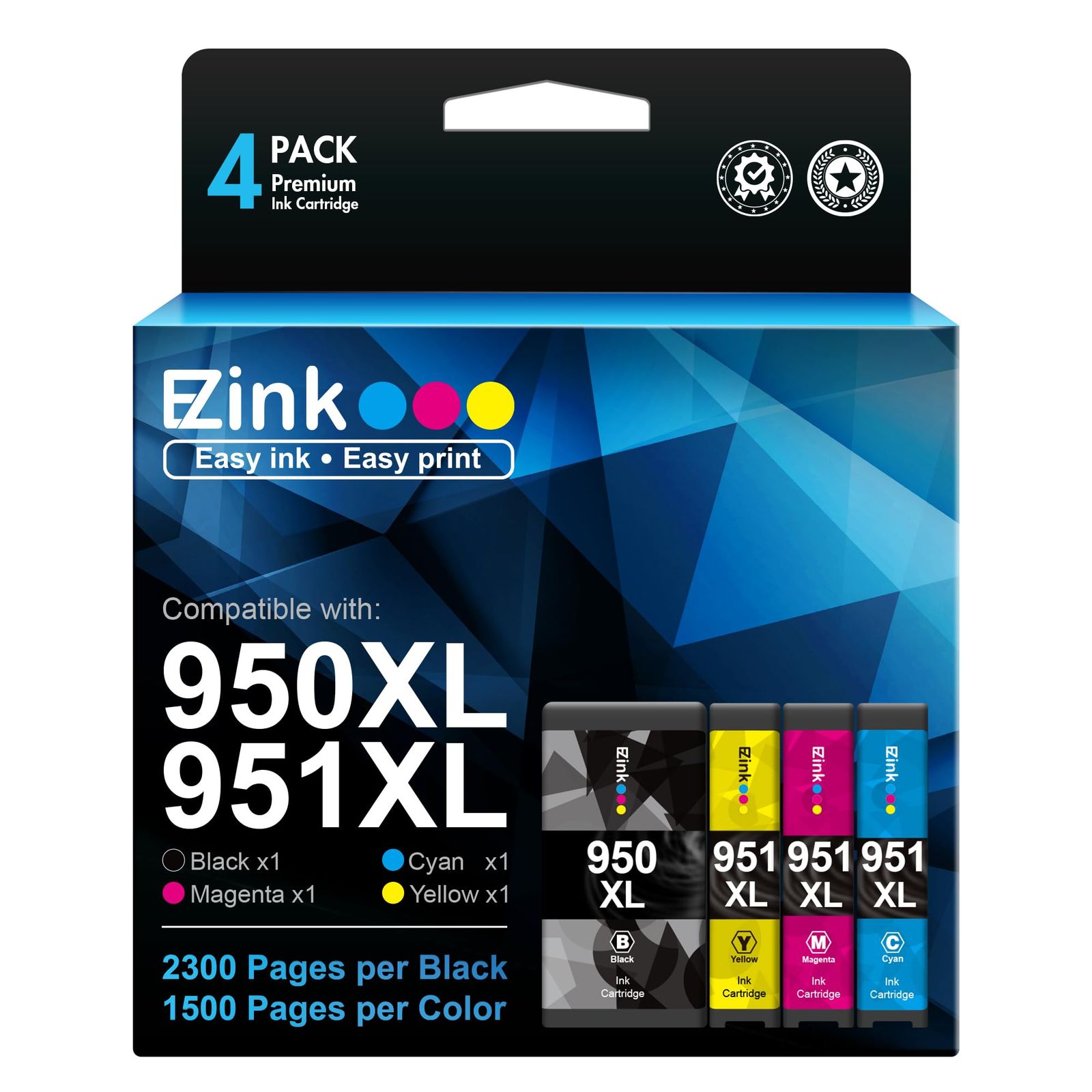 E-Z Ink (TM) 互換インクカートリッジ HP 950XL 951XL 950 XL 951 XL用 OfficeJet Pro 8100 8610 8600 8615 8620 8625 276dw 251dw用 (ブラック1個 シアン1個 マゼン