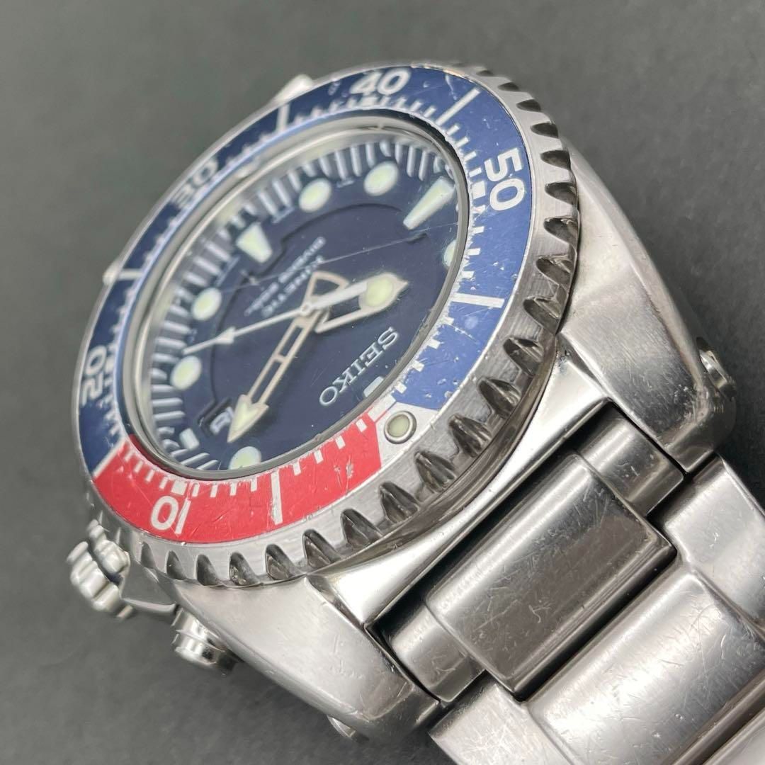 二次電池交換済】SEIKO キネティック 5M62-0BL0 ペプシベゼル KINETIC