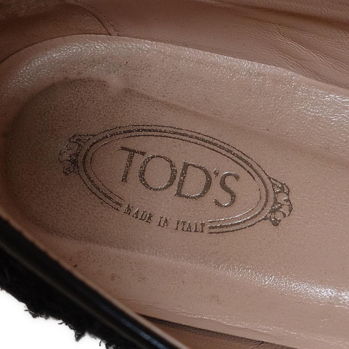 TOD S トッズ ローファー 37 レディース - 黒 ラメ ウール レザー KIN-KAAI_COM