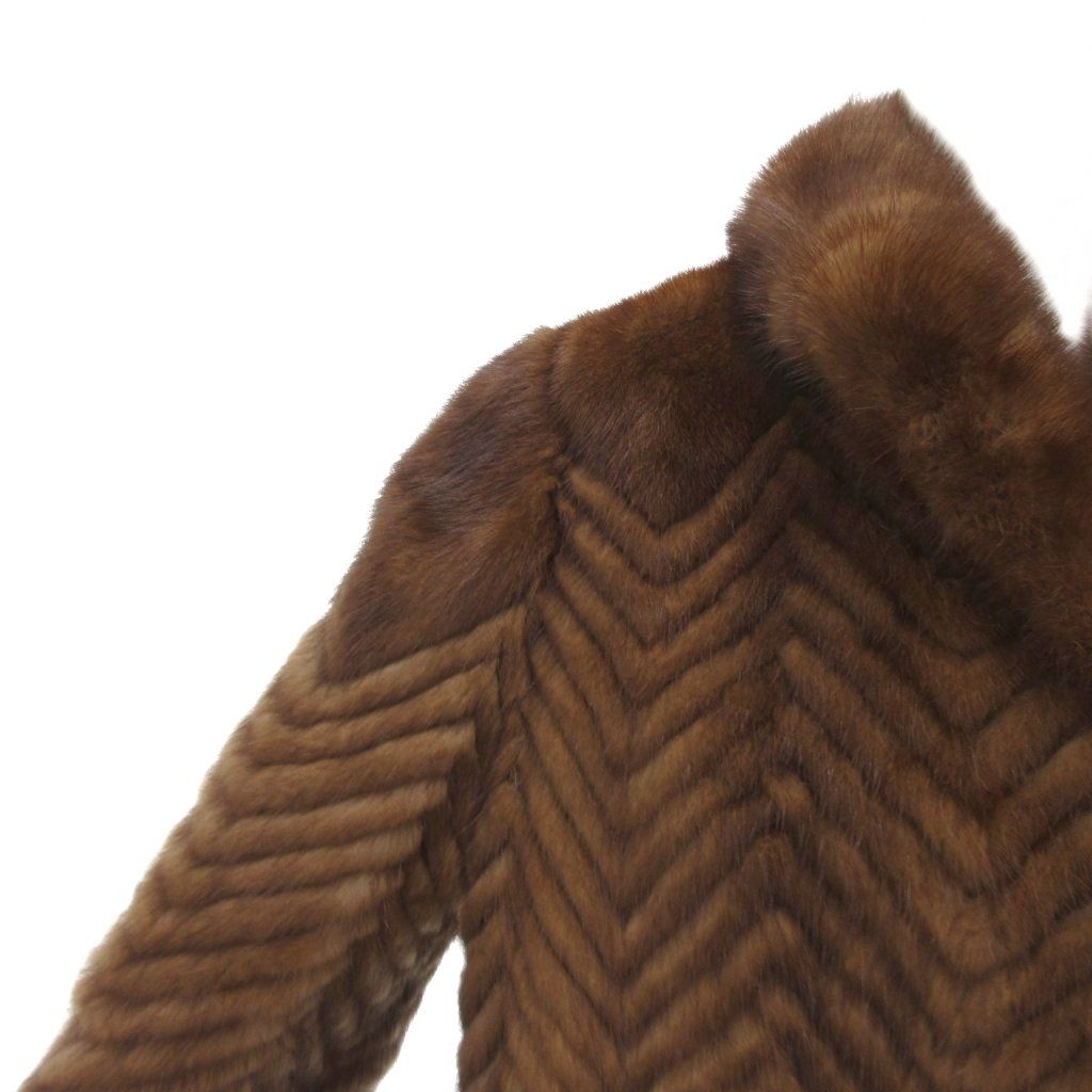 ファーコート 毛皮 ミンク ハーフ丈 11 ダークブラウン ダークブラウン