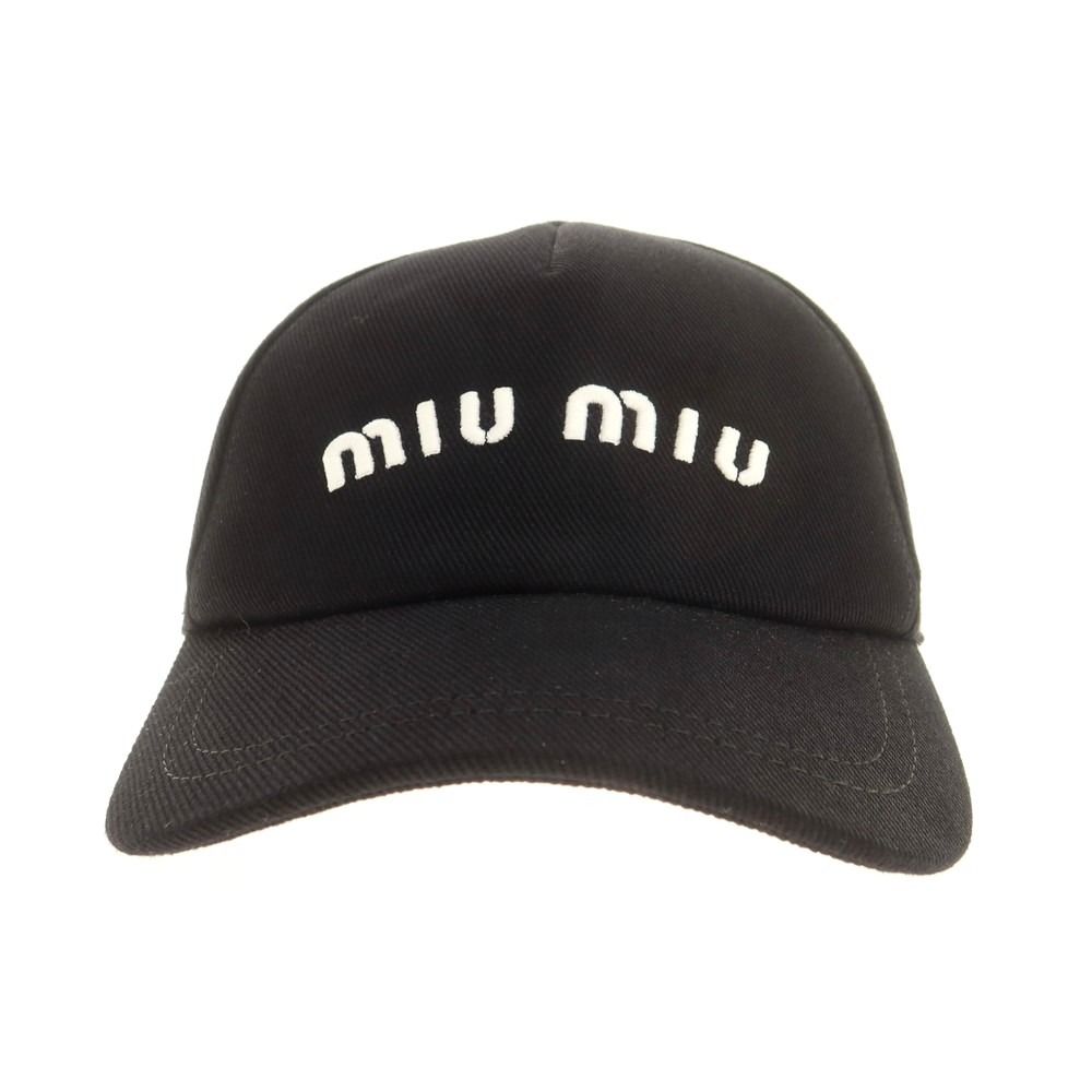 極美品✨ ミュウミュウ MIU MIU 現行 コットン　キャップ　ブラック　M ミュウミュウ Miu Miu MIUMIU ベースボールキャップ 5HC179 2DXI