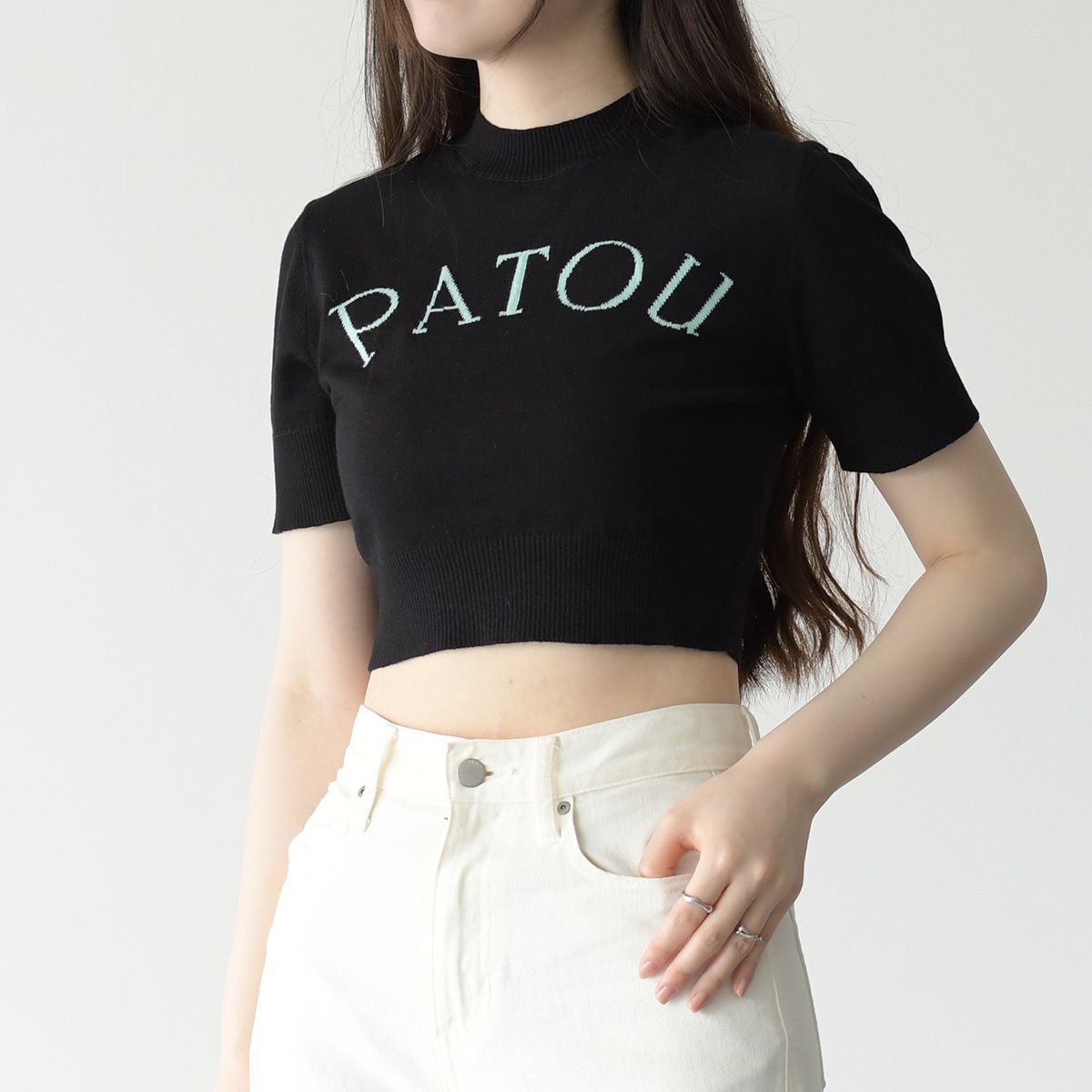PATOU パトゥ トップス コットン＆ウール クロップド セーター KN154 