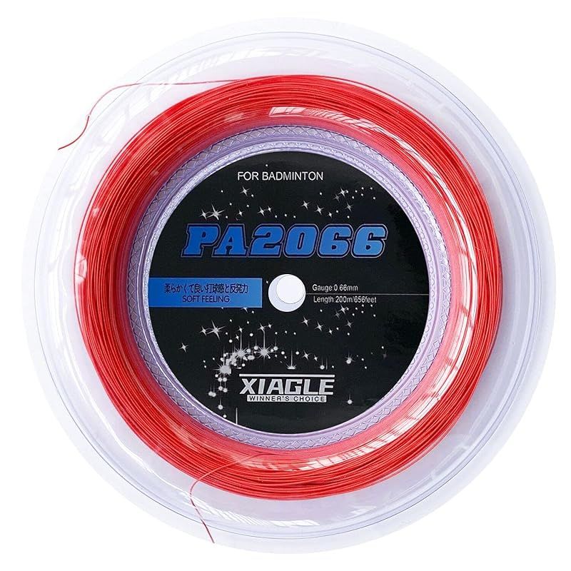 【新品】 (0.66mm) PA2066バドミントン ストリングス 200ｍ 高反発ストリング、初級者、中級者(200m レッド) 0