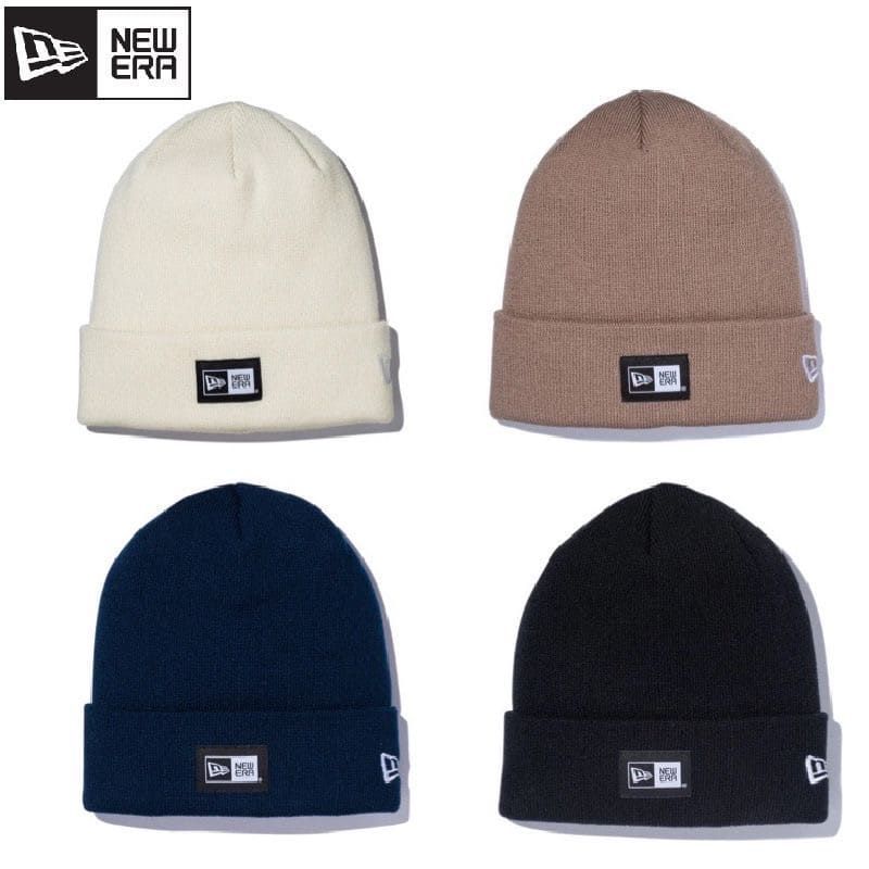 新品 NEWERA ニューエラ ニット帽 ビーニー ベーシック カフニット ニットキャップ 帽子 CAP キャップ ボックス ロゴ 刺繍 レディース メンズ ユニセックス フリーサイズ オフホワイト ベージュ