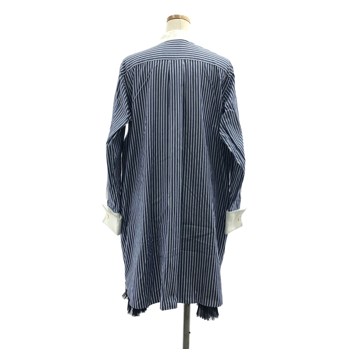 極美品♪サカイ コンビネーション サイドプリーツ・ジップ ワンピース sacai / サカイ | ストライプ プリーツ サイドジップ シャツワンピース