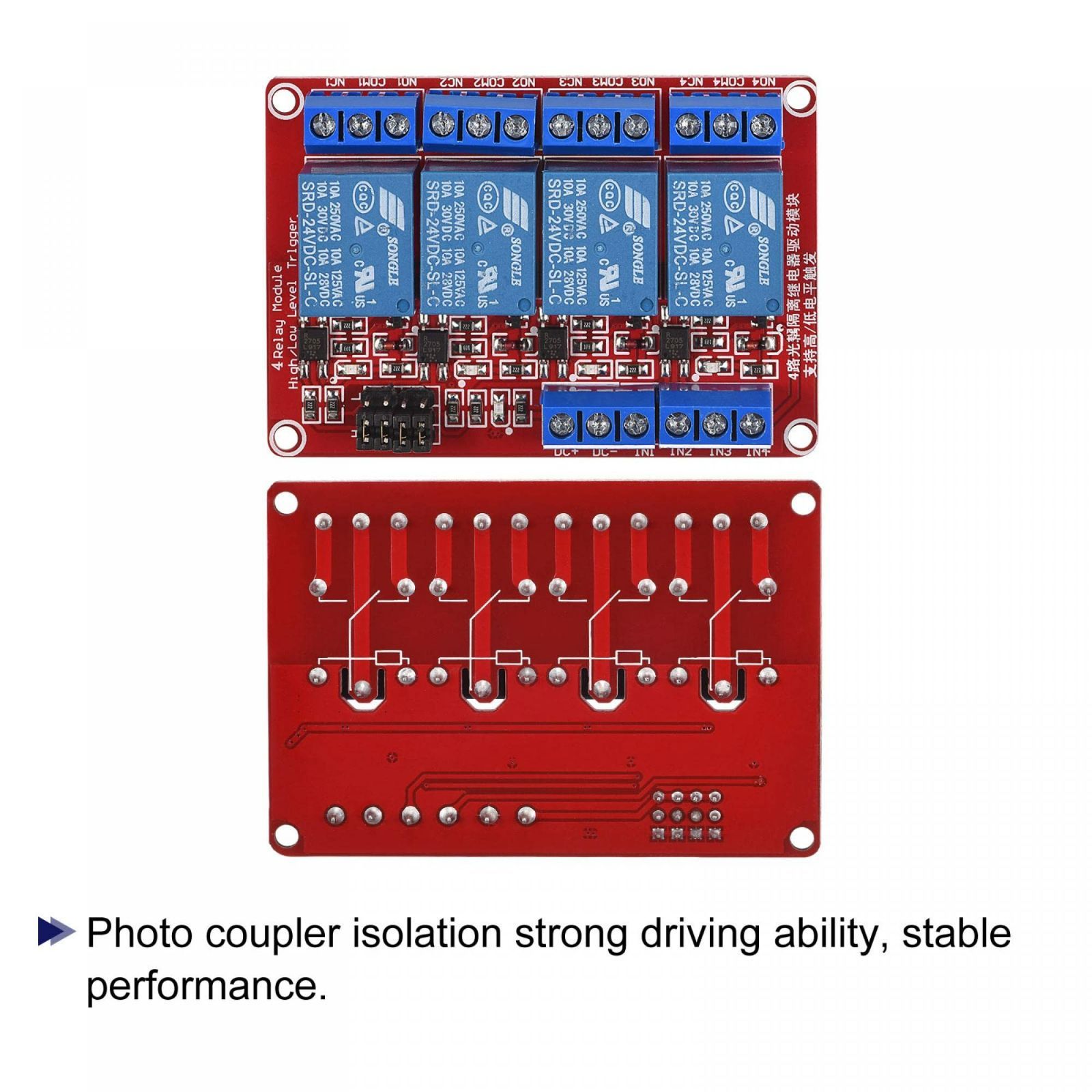 人気商品】uxcell リレーモジュール 4チャネル 24V 高低レベルトリガー