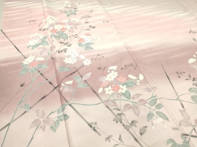 平和屋着物▽訪問着　単衣　友禅　枝花文　暈し染め　正絹　逸品　DAAT9846az 平和屋着物▽訪問着 単衣 友禅 枝花文 暈し染め 正絹 逸品 DAAT9846az