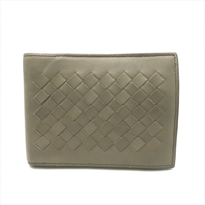 良品 BOTTEGA VENETA ボッテガヴェネタ イントレチャート レザー 二つ折り 財布 ウォレット 小銭入れあり メンズ グレー k4322 メンズ 良品 BOTTEGA VENETA ボッテガヴェネタ イントレチャート