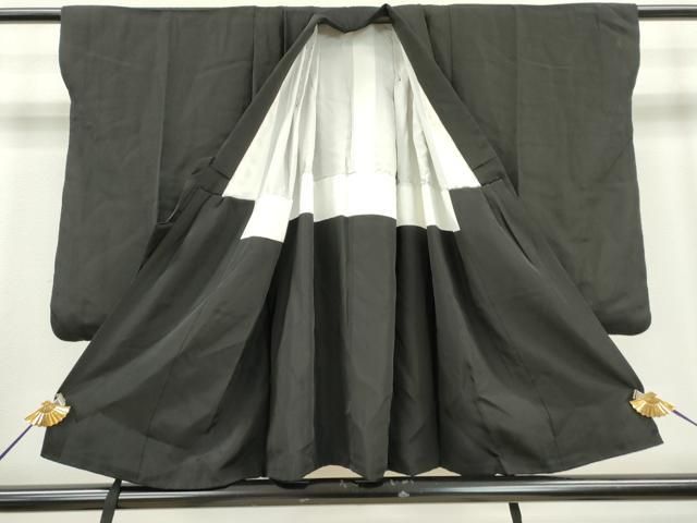 平和屋着物□極上 男性 色無地 紋付き羽織・行灯袴セット キングサイズ