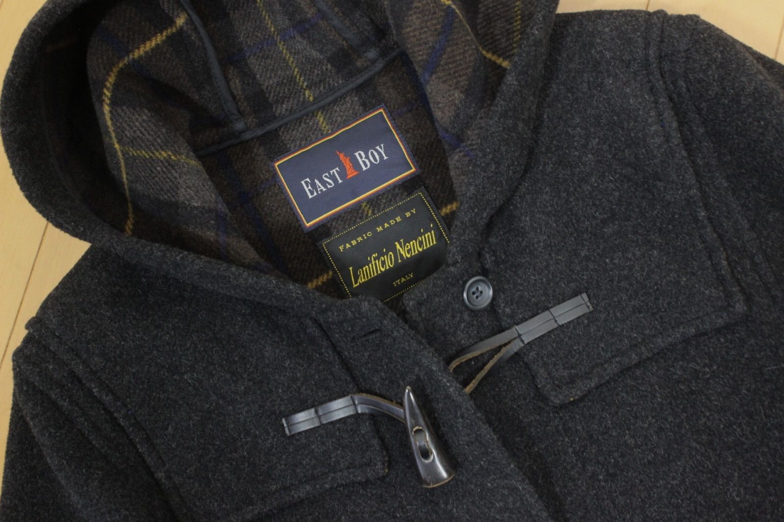 57【極美品】イーストボーイ ダッフルコート 9 グレー M ロング カシミヤ入 57【極美品】イーストボーイ ダッフルコート 9 グレー M ロング
