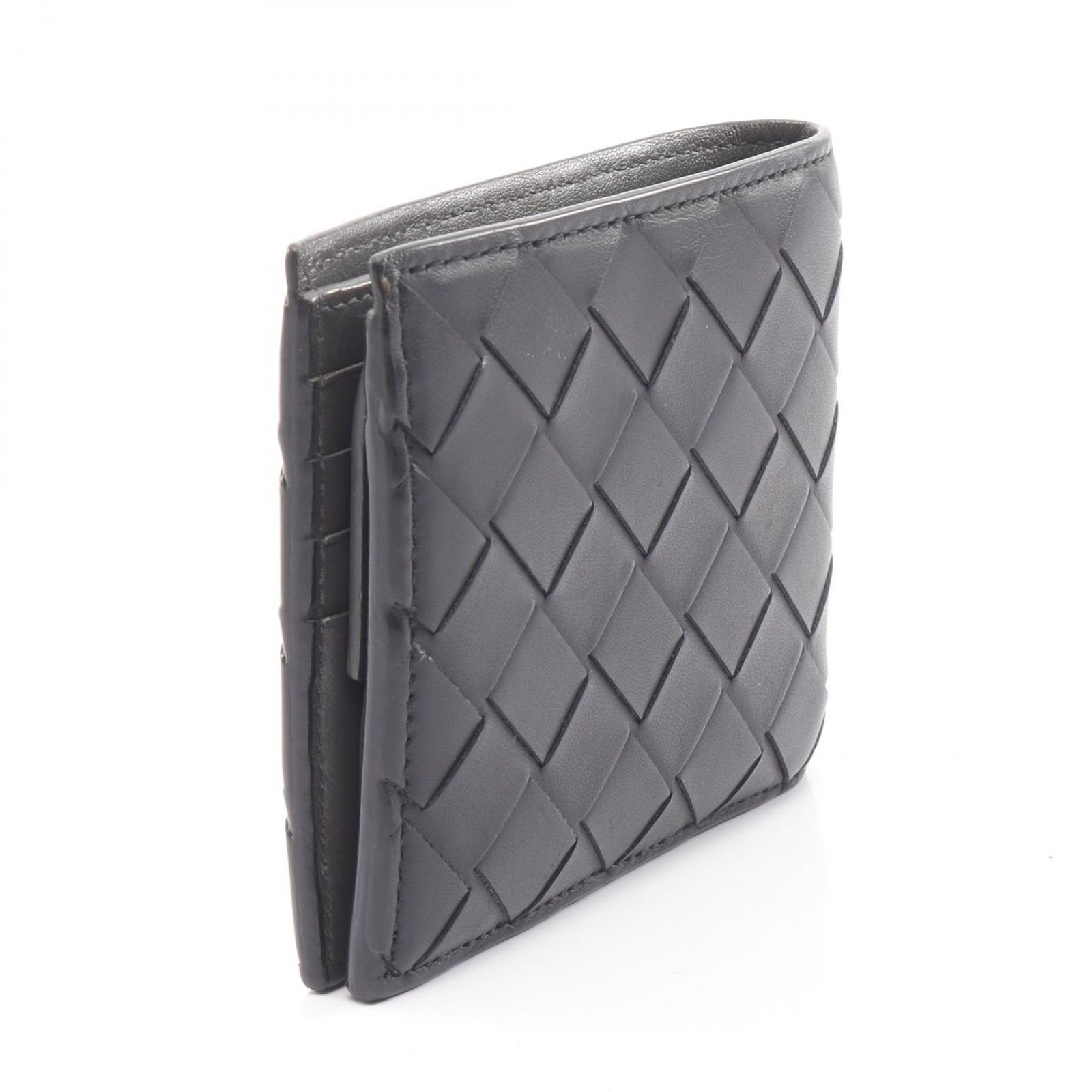 ボッテガヴェネタ BOTTEGA VENETA 二つ折り財布 イントレチャート ブラック レザー メンズ A