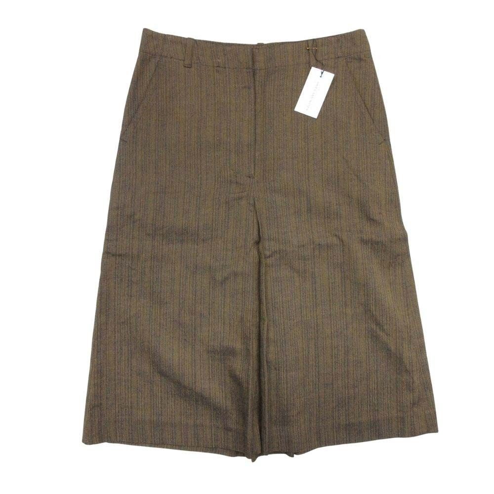 24ss DRIES VAN NOTEN ドリスヴァンノッテン コットンツイル ひざ丈 ミディアム プリーツスカート 36 ブラウン系 レディース 古着