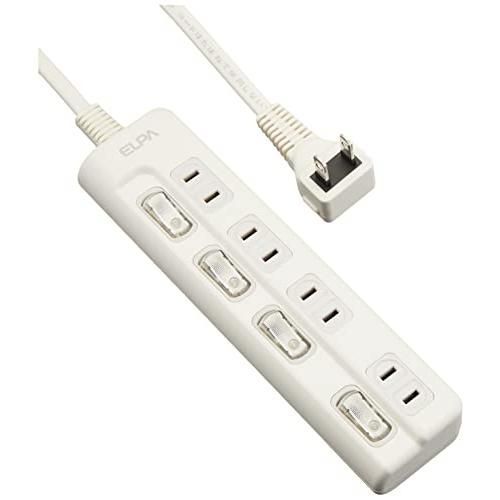 ELPA エルパ LEDランプ スイッチ付タップ 上挿し 4個口 3m WLS-LU43EB W