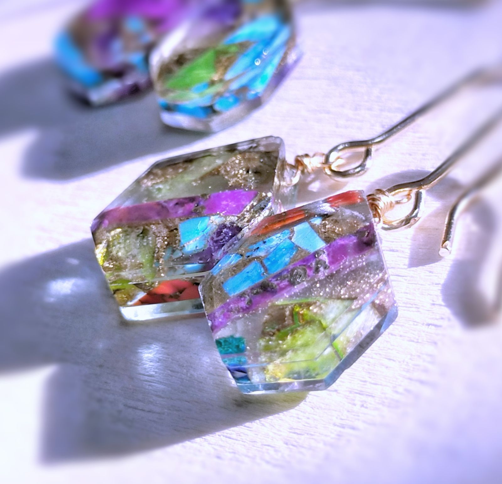 tama◆大粒マルチカラートルマリン3連ピアス✧14kgf 14kgf マルチカラートルマリンコッパー(MIXカラー)のピアス♡