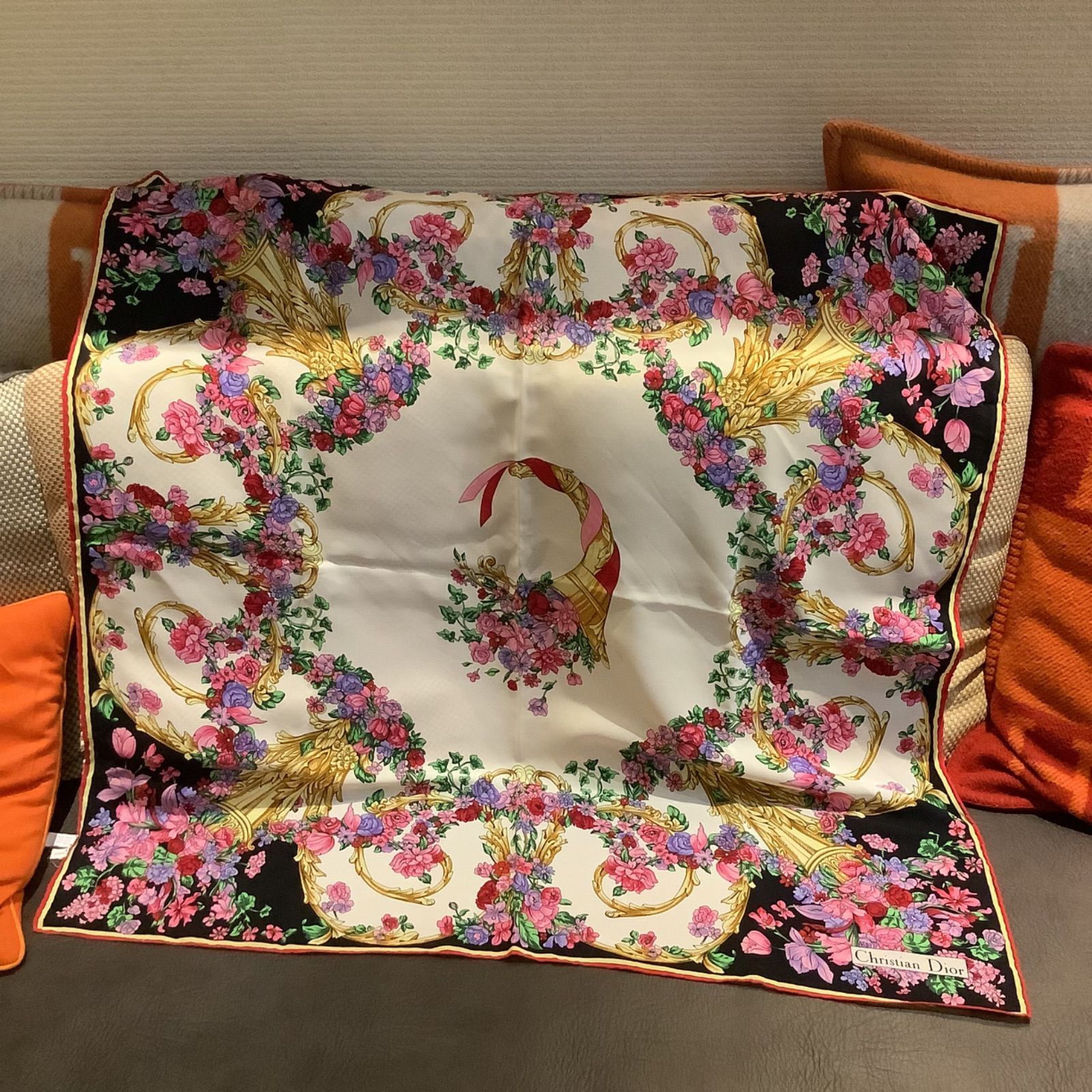 クリスチャンディオール Dior スカーフ シルク トロッター ピンク