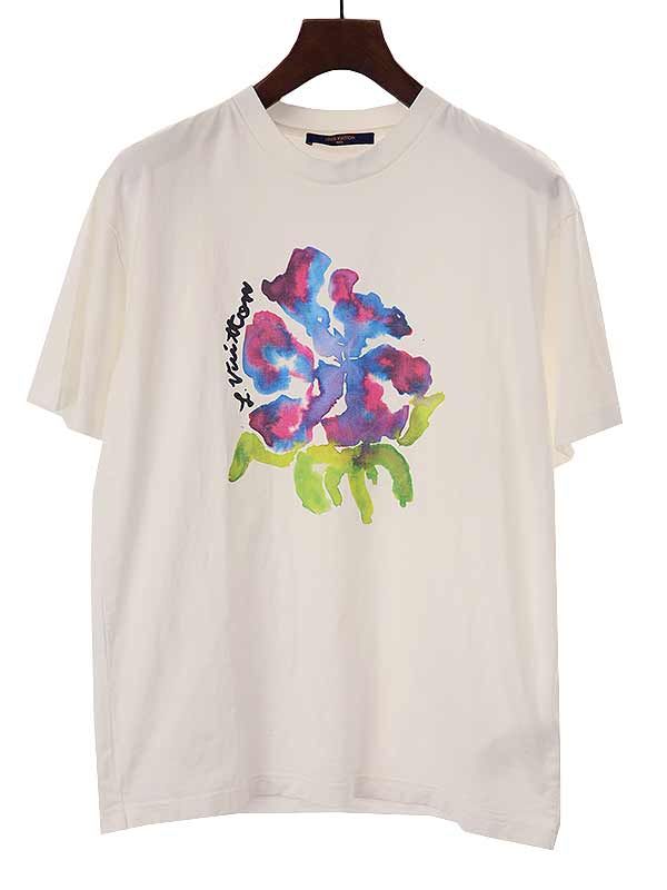 LOUIS VUITTON ルイヴィトン 22SS プリンテッドフラワードロップショルダーTシャツ ホワイト M I04 HMY10W