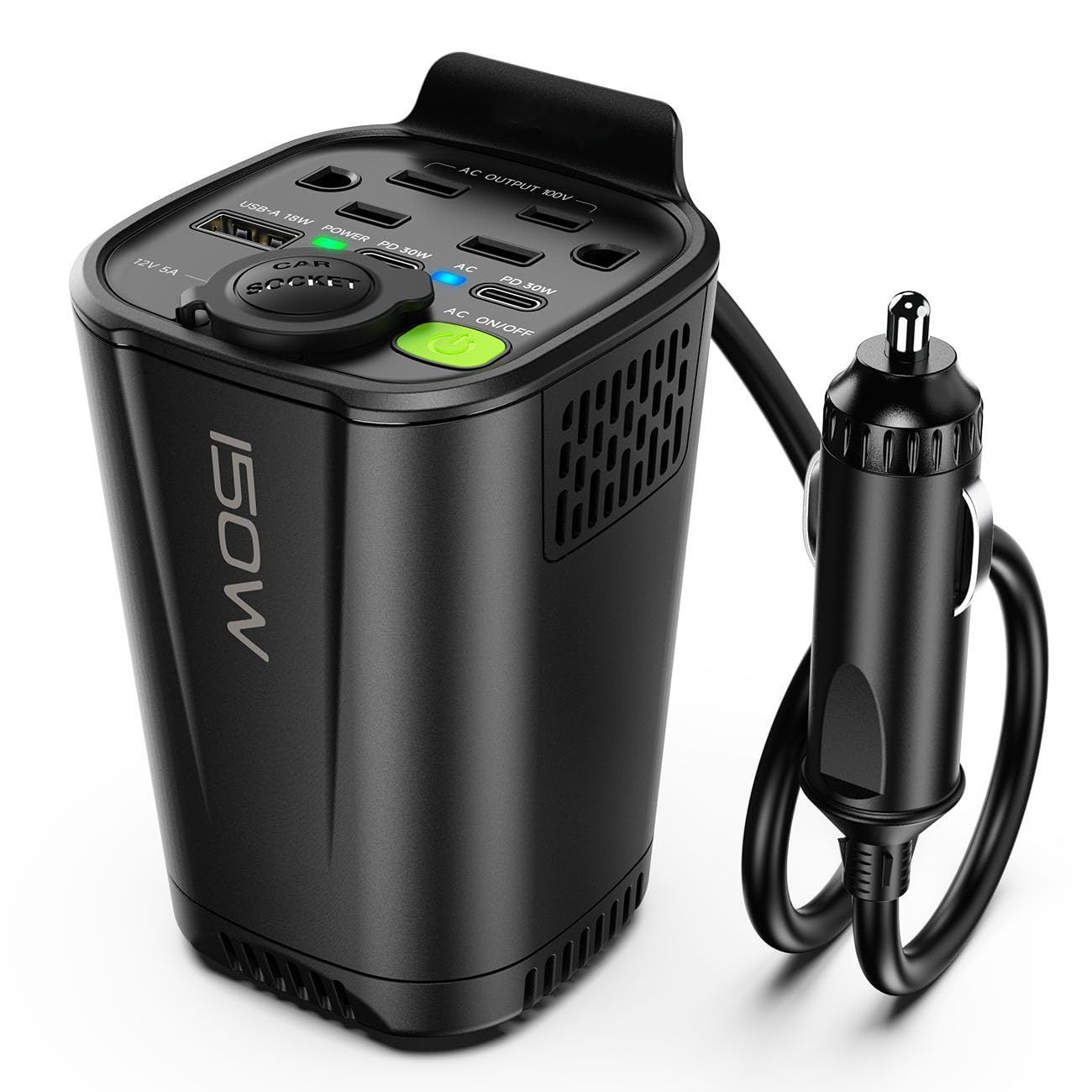 新着商品 30Wポート2個とUSB-A 急速給電 USB-C 18Wポート付き AC100Vコンセント2個＆USB 車載用インバーター 12V車 修正正弦波 カーインバーター DC12VをAC100Vに変換 出張|キャンプ|車内作業|突然停電など大活躍
